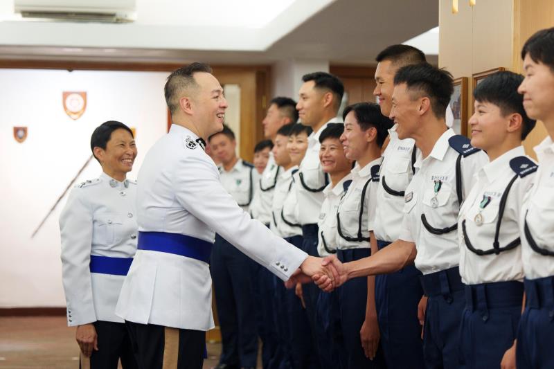 警務處處長周一鳴，首次以處長身份出席警察學院舉行結業會操。政府新聞處。